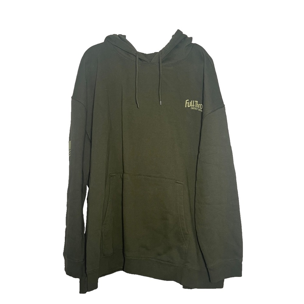 Monster Energy Drink Hooded‎ Sweatshirt 2XL Green Fleece Lined Full Throttle